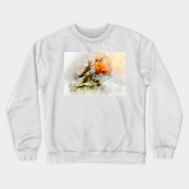 Robin red breast - watercolour artwork print Crewneck Sweatshirt by simonrudd